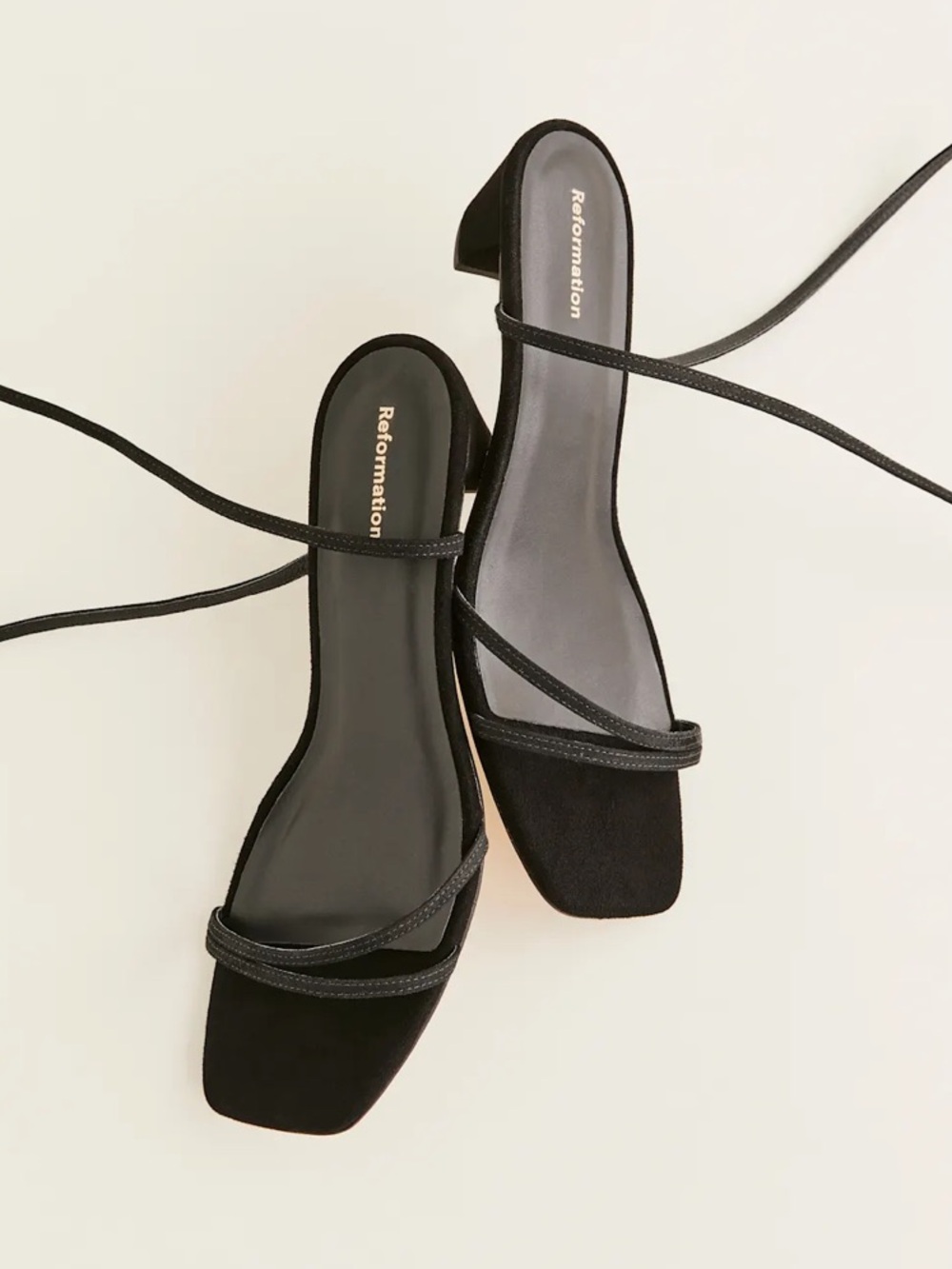 Reformation Alice Heeled Sandal Black Suede - Size 7 - Picture 3 of 6